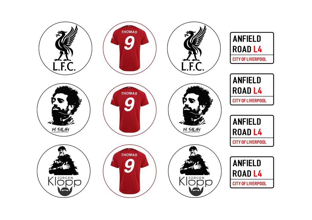 Liverpool FC Cupcake Topper Pre Cut LFC Personalised Toppers Etsy UK