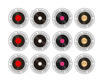 Vinyl Record Cupcake Toppers - Pre Cut LP Cupcake Toppers