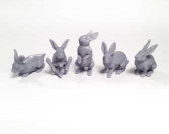 Miniature rabbit figurine dollhouse miniature rabbit bunny black and white 