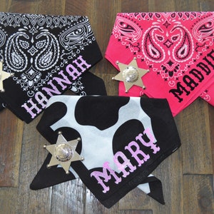 Scottsdale, Texas, Nashville Cowgirl Bachelorette Party - Cowprint, Pink, Black Personalized Bandanas