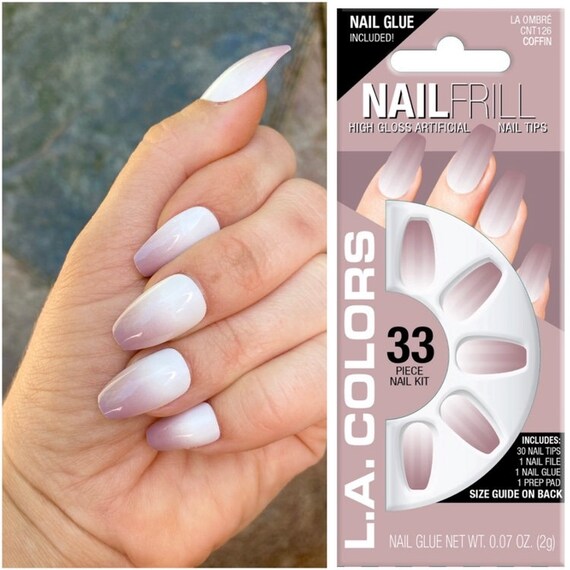 LA Colors Nail Frill Artificial Glue on Nails LA Ombré white Etsy