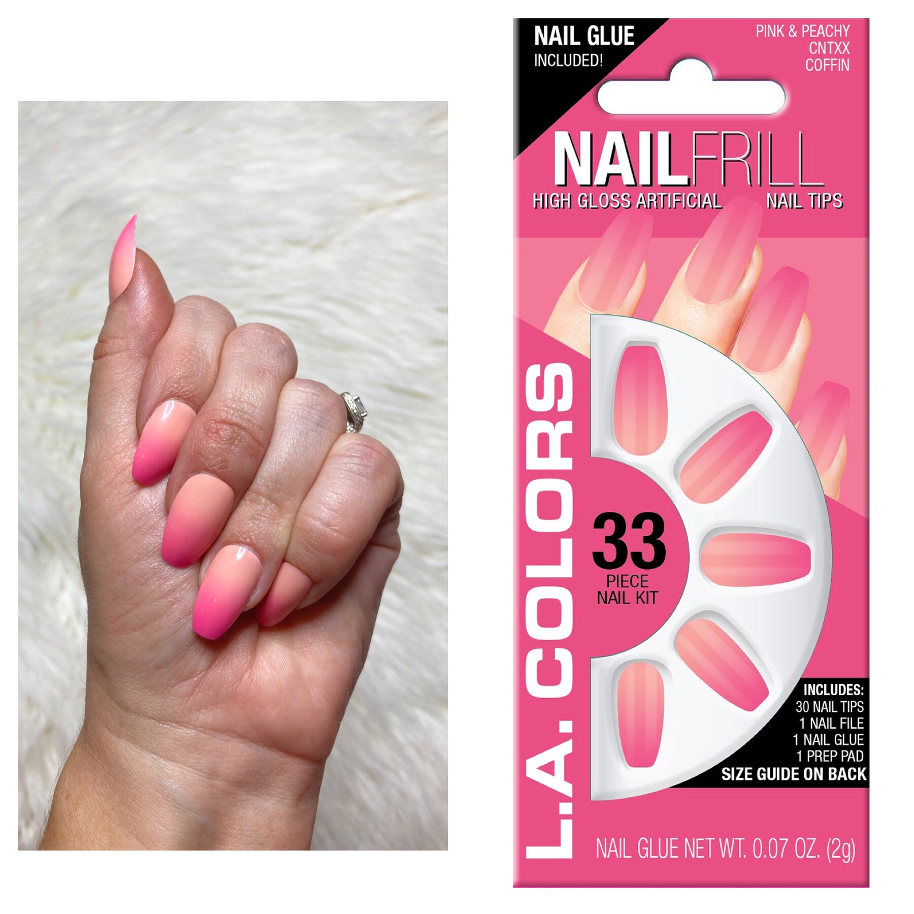 LA Colors Nail Frill artificial glue on nails Pink & Peachy Etsy
