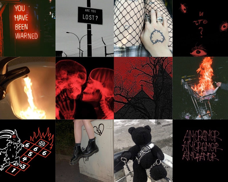 100 PCS Grunge Collage Wall Kit Black Grunge Aesthetic - Etsy