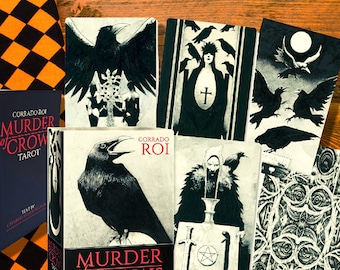 Murder of Crows Tarot Deck & Guidebook | Gothic Black and White Cards