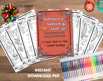 Halloween Tarot Coloring Book | Witchy Samhain Art (PDF)