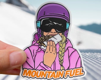 Girl Skier Waffle Sticker: Weatherproof Helmet Decal