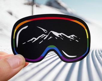 Pride Ski Goggles Sticker: Mountain Line Art Decal