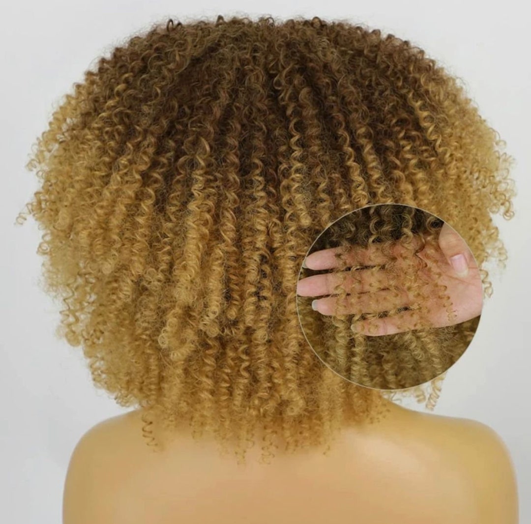 Spring Afro Synthetic Spring Afro Kinky Curly Wig With Bangs - Etsy