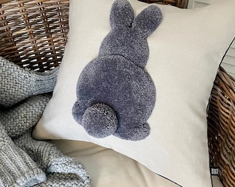 Hand  Embroidery,  Punch needle pillow case Rabbit , house gift decorative, Livingroom Decor, kids room Decor, tufting throw pillow cover