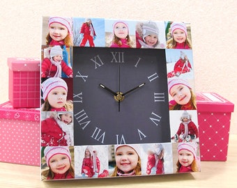 Reloj de collage Numerales romanos de esfera grande