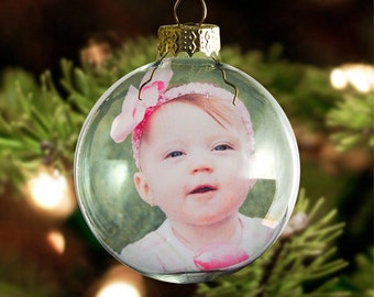 Transparent Christmas Ball Self Design Transparent Glass Jewelry Photo Personalize 6.4 cm Diameter