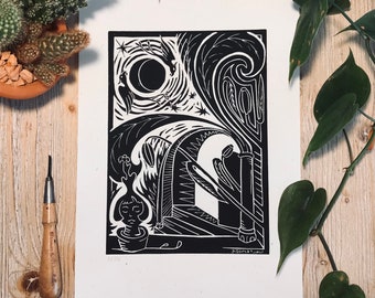 Garden of Imagination linoprint