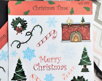 Kawaii Christmas Sticker Sheet - Matte Bullet Journal Stickers