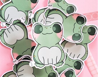 Kawaii Frog Die Cut Sticker: Matte/Glossy Waterproof Decor