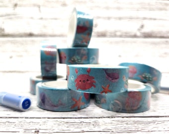 Under the Sea Washi tape-Cute Ocean Theme Washi Tape-Ocean Stationery-Kawaii Tape