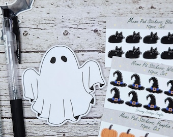 Ghost Memo Pad/Cute Halloween Stationery/Non Sticky/Note Pad with Stickers/
