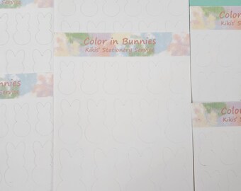 Color In Buns-Easter Activity-Coloring Sticker-Bunny Sticker Sheet-Eater Sticker Sheet-Gift Idea-Easter Basket Gift