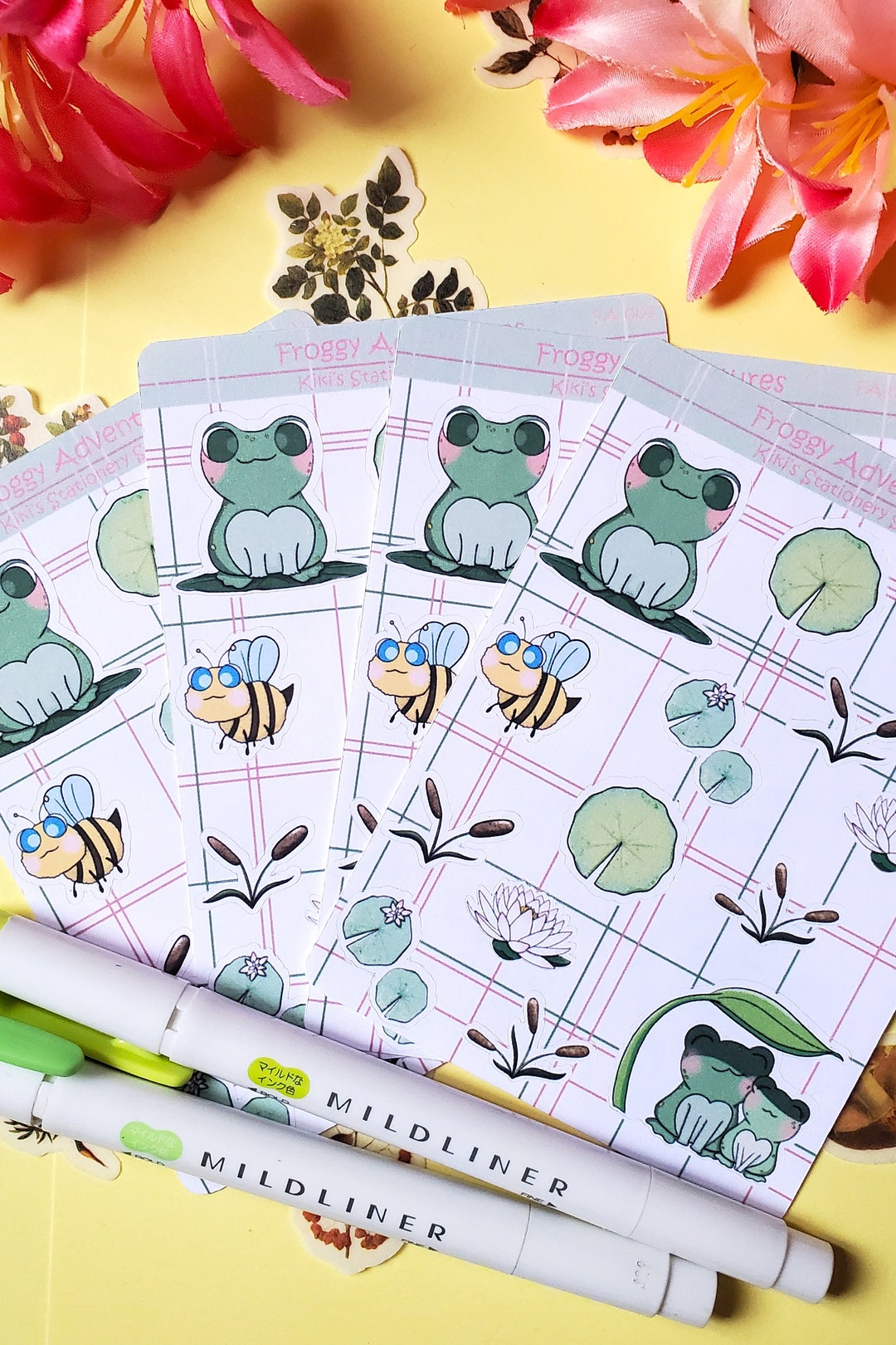 Cute Frog Sticker Sheet: Matte Planner Stickers, Spring Time Stickers ...