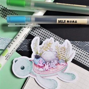 Enkele aquarel zeeschildpad sticker-schattige glanzende waterbestendig gestanste sticker-holografische afwerking