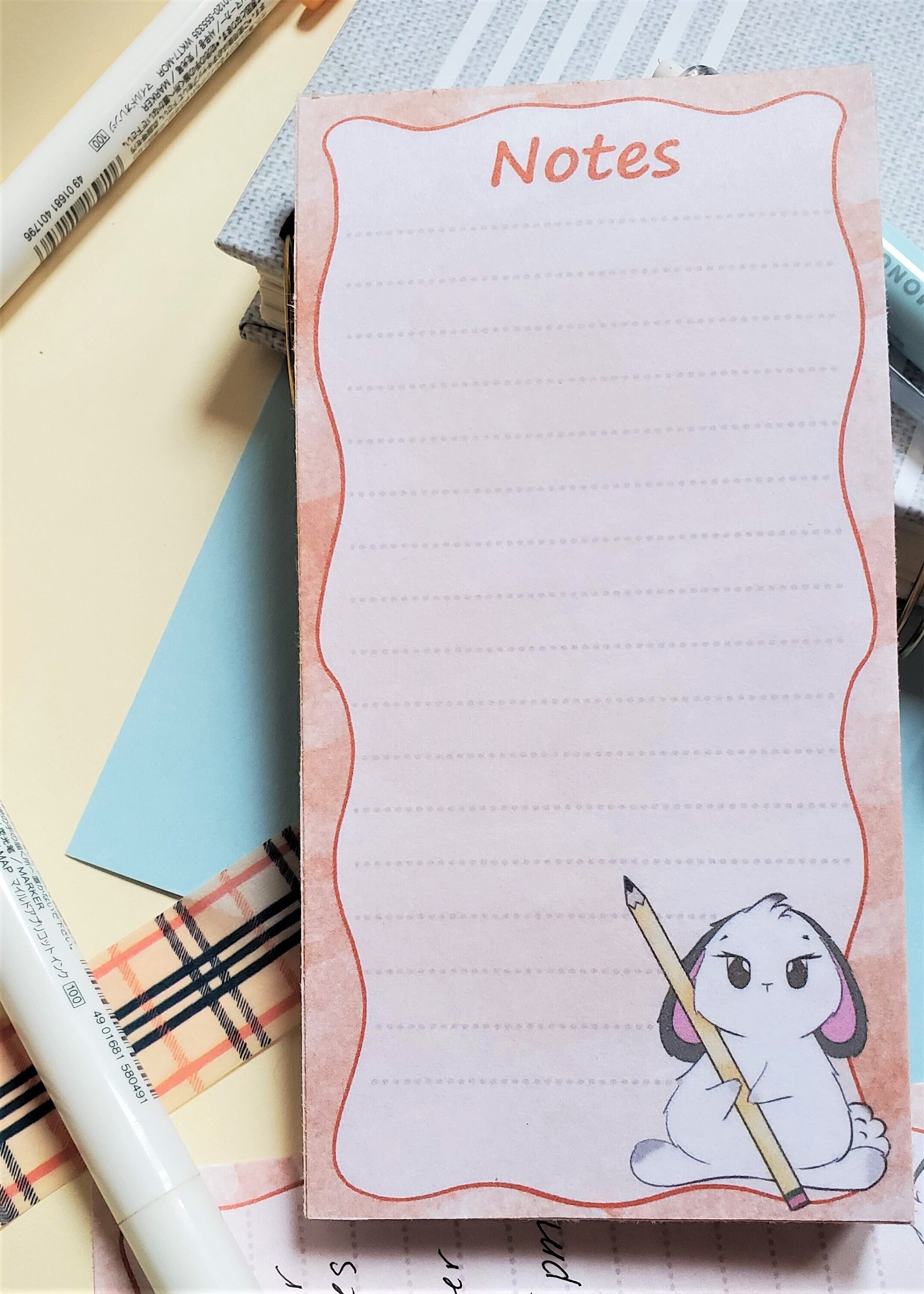 Cute Memo Pad-Bunny Themed-Mochi Note Pad-Back To School-Non-Stick Note Pad-