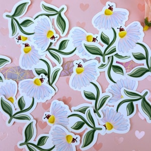 Adesivo de margarida simples/adesivo de flor fofa/adesivo de joaninha/adesivo de flor kawaii/adesivo de vinil fosco/