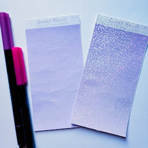 Feuille d'autocollants pourpre chérie - Stickers coeur mignon - coeurs holographiques - coeurs lavande - dégradé violet