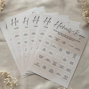Hochzeit Bingo Spiel / Ausfüllkarten  Tippkarten/ Hochzeitsfeier Hochzeitsbingo / Braut Bräutigam /Geschenk / Unterhaltung Hochzeitsspiele
