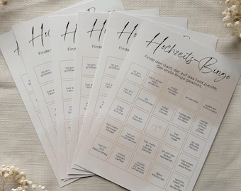 Hochzeit Bingo Spiel / Ausfüllkarten  Tippkarten/ Hochzeitsfeier Hochzeitsbingo / Braut Bräutigam /Geschenk / Unterhaltung Hochzeitsspiele