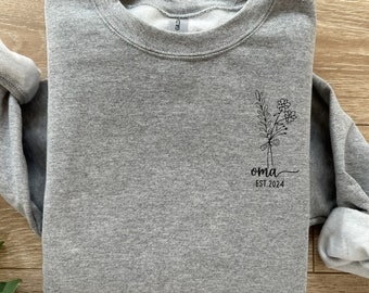 Personalisierter OMA Hoodie Sweatshirt mit Kindernamen Geburtsjahr Pullover / Geschenk / Geburt / werdende Omas / Schwangerschaft Baby