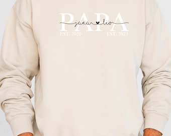 Personalisierter PAPA Hoodie mit Kindernamen DAD Geburtsjahr Pullover Vatertag / Geschenk / Geburt / werdende Väter / Schwangerschaft Baby