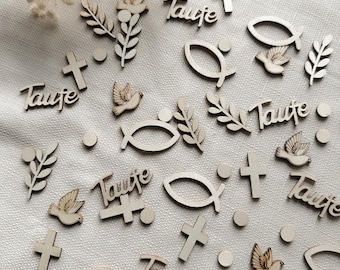 Konfetti Holz Deko Geburtstag / Taufe / Feier / Streudeko / Kindergeburtstag / nachhaltiges Konfetti / Party / Fisch / Kreuz / Herz / Blume