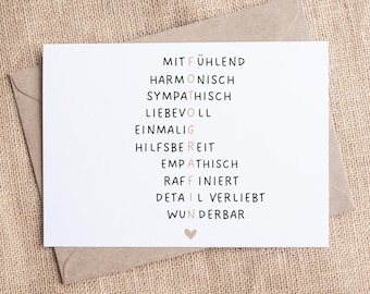 Postkarte Fotografin / Geschenk Danke Geburtstag Hochzeit / Danke Oma / Dankeschön / Hochzeitsfotografin mit Herz / Überraschung