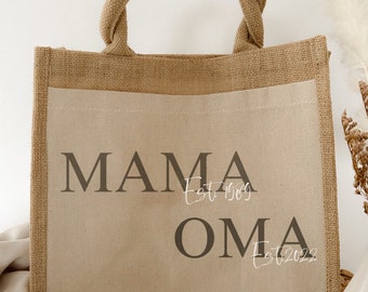 Personalisierte Jute Tasche Mama und Oma / Geschenk / Jutetasche / Schwangerschaft / Schwangerschaftsverkündung / Überraschung / Baby