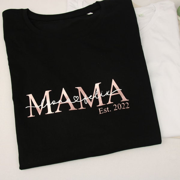 Personalisiertes MAMA TShirt / mit Kindernamen / Geburtsjahr / Muttertag / Geschenk / Mom / Geburt / werdende Mütter / Schwangerschaft Baby