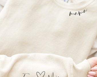 Personalisierter MAMA Hoodie mit Kindernamen Pullover Muttertag / Geschenk / Geburt / werdende Mütter / Schwangerschaft Baby / für Mama