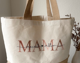 Personalisierte Jute Tasche Mama / Geschenk Muttertag / Jutetasche / Geburt / mit Kindernamen /  Danke / Überraschung Est. Geburtsjahre