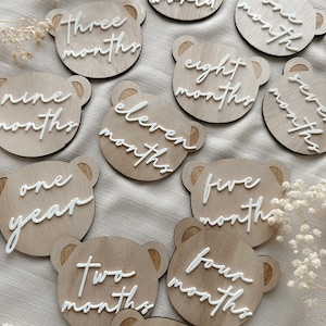 Meilensteinkarten Baby / Geburt / Geschenk zur Geburt / Schwangerschaft / Babyparty / Holz / mein erstes Jahr / Meilensteine /