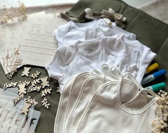 Babyparty DIY Box / Bastelset Babybody bemalen / Babyshower selbst gestalten / Schwangerschaft / Personalisiert /Geschenk / werdende Mütter