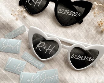 Autocollant coeur lunettes / mariage / JGA / lunettes / lunettes de soleil / mariée / personnalisé / lunettes de mariage noir et blanc / demoiselle d'honneur
