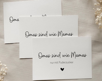Postkarte Omas sind wie Mamas nur mit Puderzucker / Geschenk Oma / Geburtstag / Muttertag / Weihnachten / Geburtstagsgeschenk