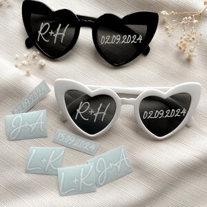 CEWROM JGA Brille & Braut Haargummi Set – 10 Herzförmige Sonnenbrillen + 10 Satin-Haarbänder Für Jungesellinnenabschied Und Hochzeitsparty