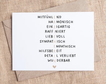 Postkarte Erzieherin / Geschenk Kindergartenkind / Abschiedsgeschenk Erzieherin Kindergarten / Dankeschön / Geburtstag