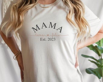 Personalized MAMA TShirt / with children's names / year of birth / Mother's Day / gift / mom / birth / expectant mothers / pregnancy baby