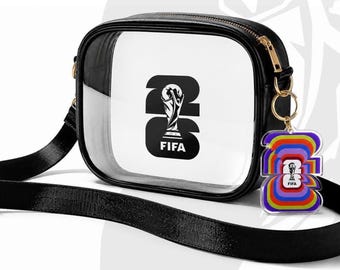 Bolsa Transversal para a Copa do Mundo, Estilo Estádio | Bolsa Transparente para Dia de Jogo com Chaveiro