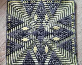 Mosaic Overlay Crochet Pattern, Geometric Crochet Pillow Cover Pattern, Easy Beginner Crochet Pattern, PDF Instant Digital Downloads
