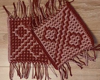 Patrón PDF de posavasos de crochet con mosaico: Diseño de alfombra persa (Descarga digital)