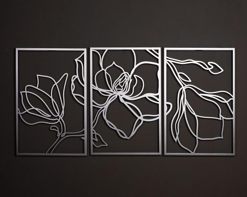 Metal Wall Art Set of 3 Metal Wall Decor Bedroom Wall Decor Etsy