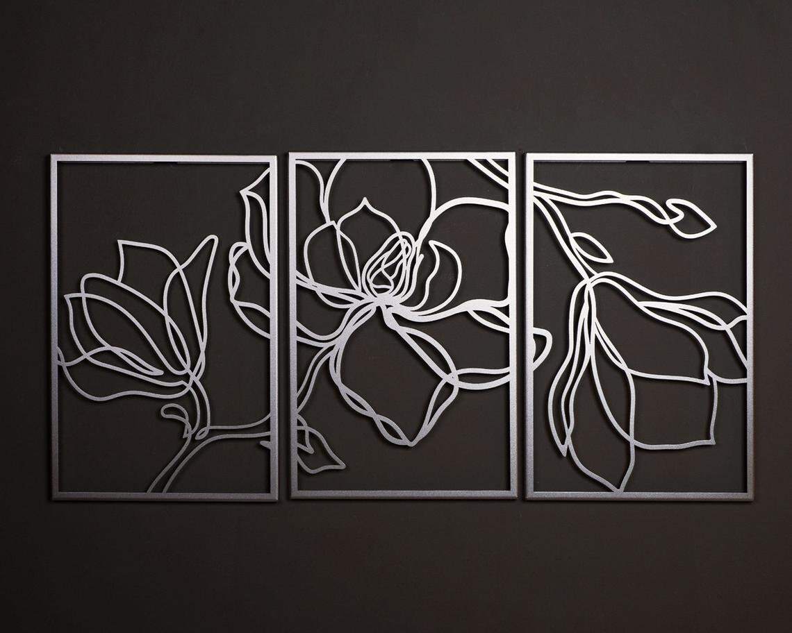 Metal Wall Art Set of 3 Metal Wall Decor Bedroom Wall Decor Etsy