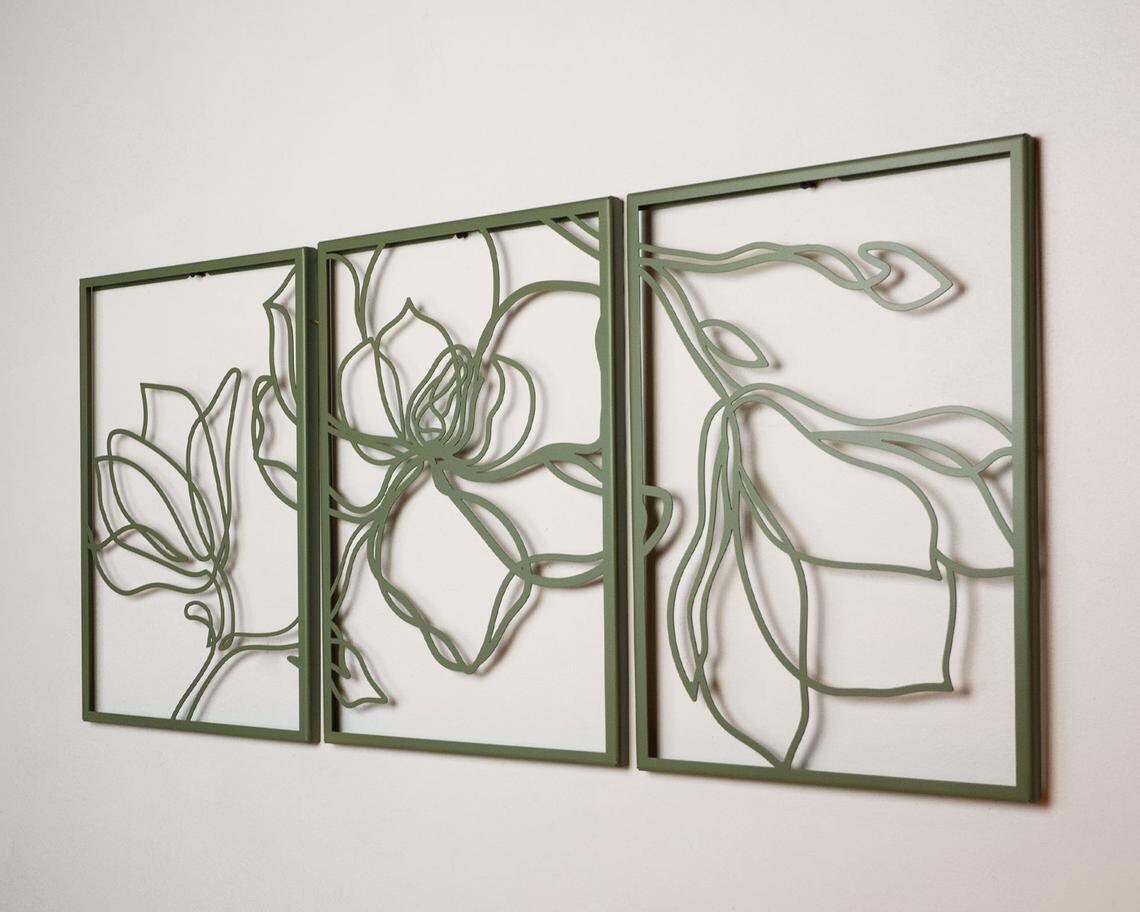 Metal Wall Art Set of 3 Metal Wall Decor Bedroom Wall Decor Etsy