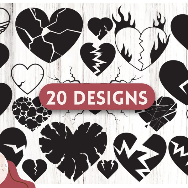 Heart Valentine Bundle SVG, Cracked Heart Clipart, Love PNG, Distressed Heart, Anti-Valentines Svg, Romantic SVG, Broken Heart Digital Files